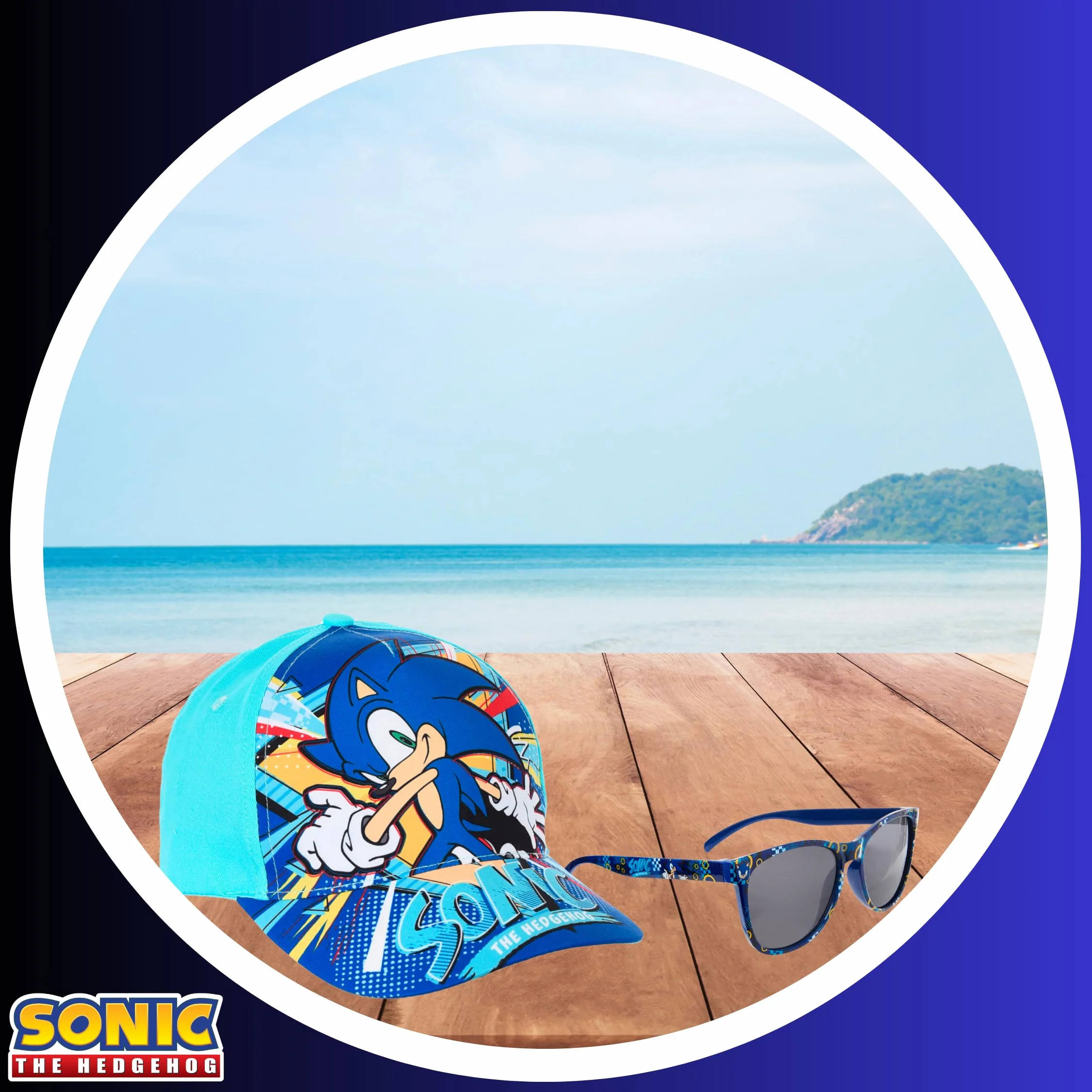 Sonic The Hedgehog Gorra y Gafas de Sol para Niños Protección UV Verano