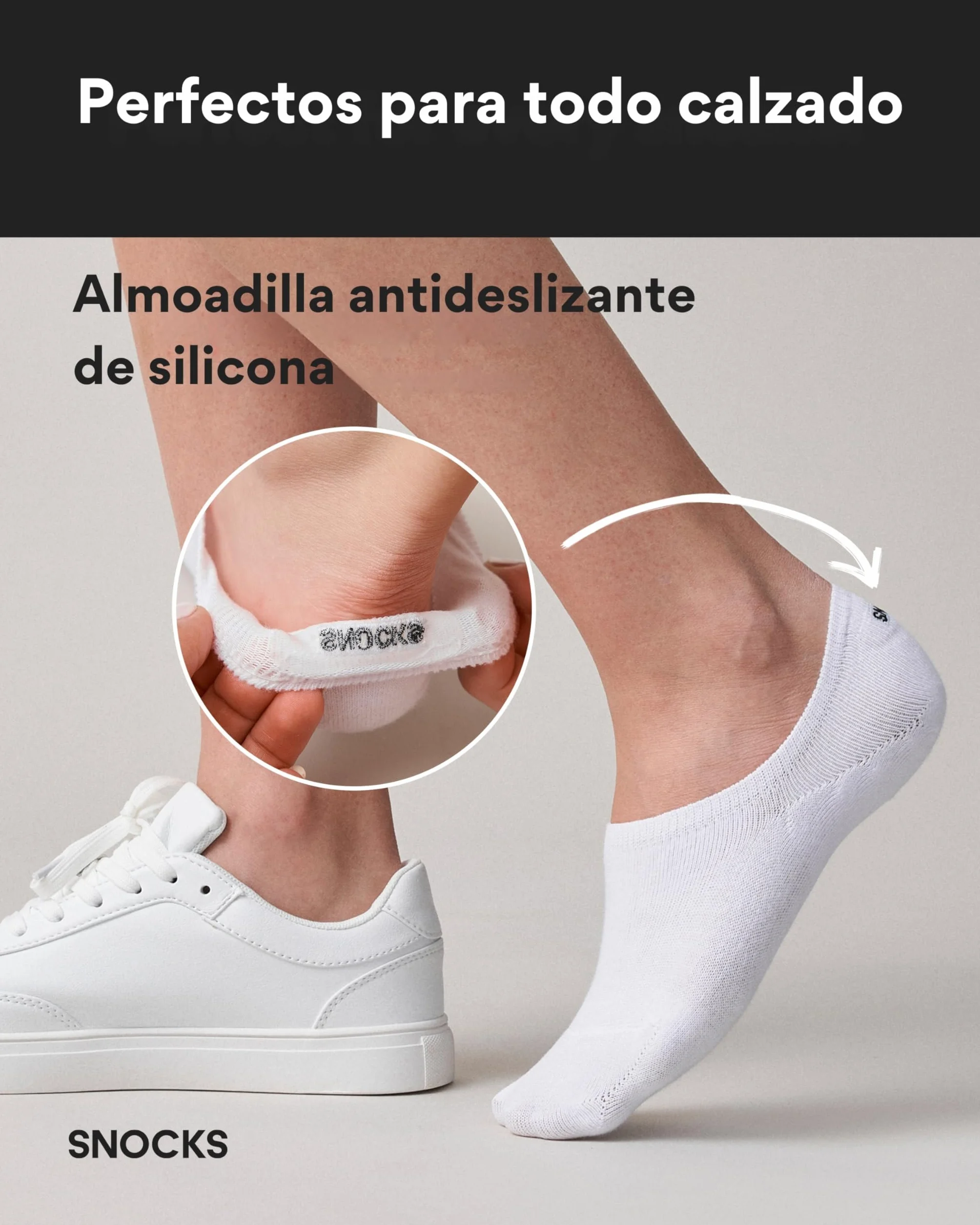 Snocks Calcetines Invisibles Algodón Orgánico Ultrasuaves Hombre Mujer Tallas 35-46