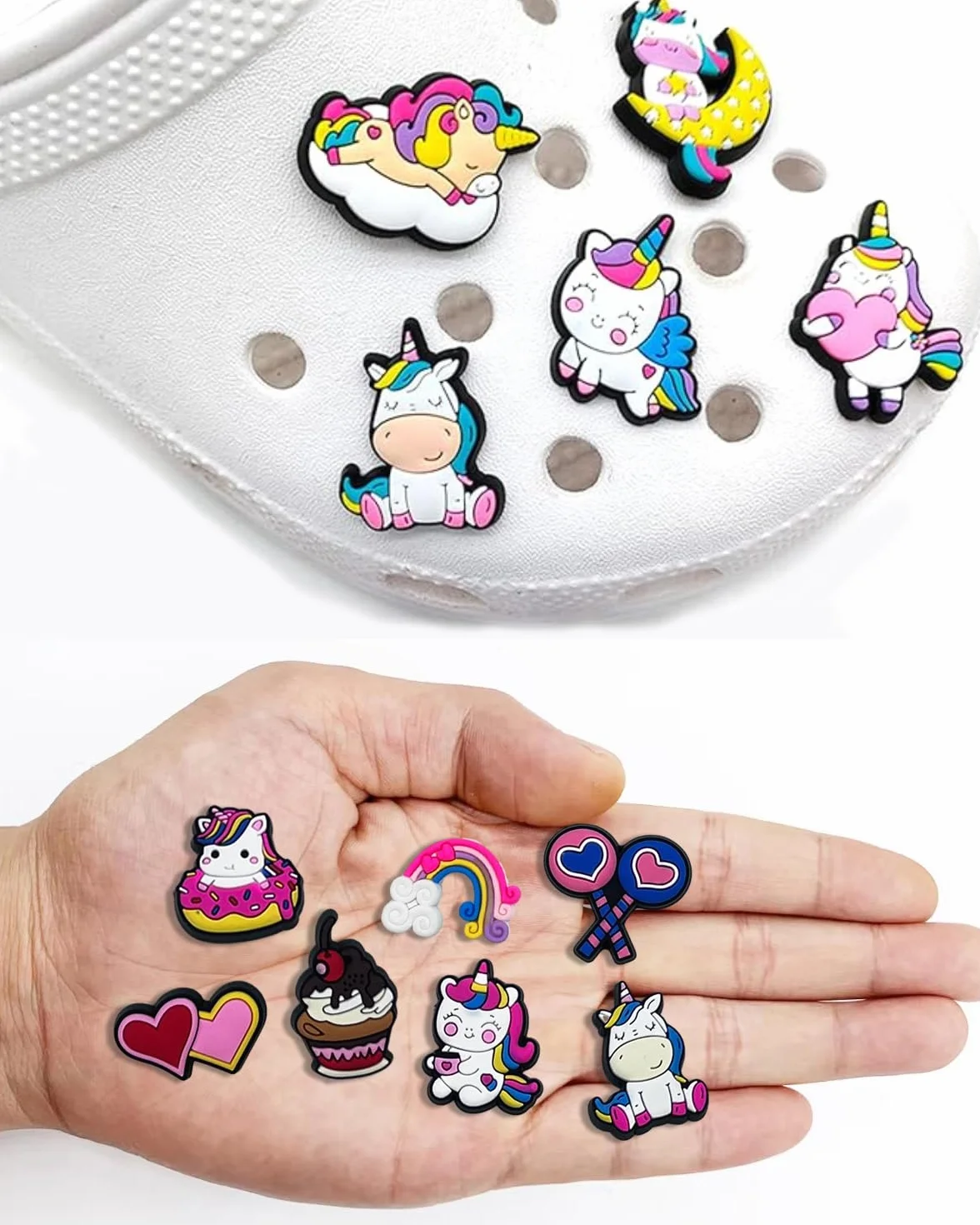 Adornos para Zapatos Unicornio Pack 25 Pins Decorativos para Crocs Zuecos