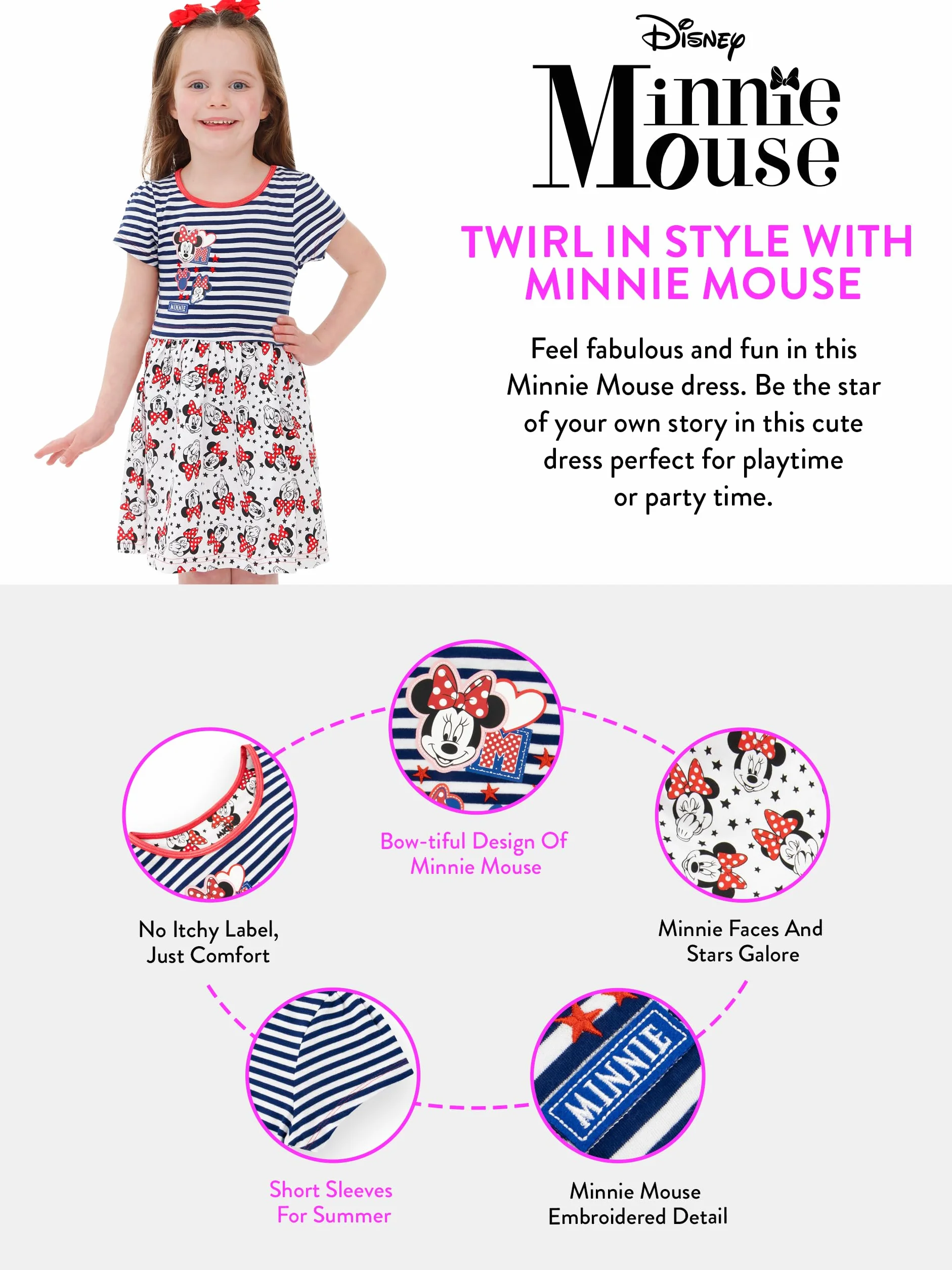 Disney Minnie Mouse Vestido para Niñas