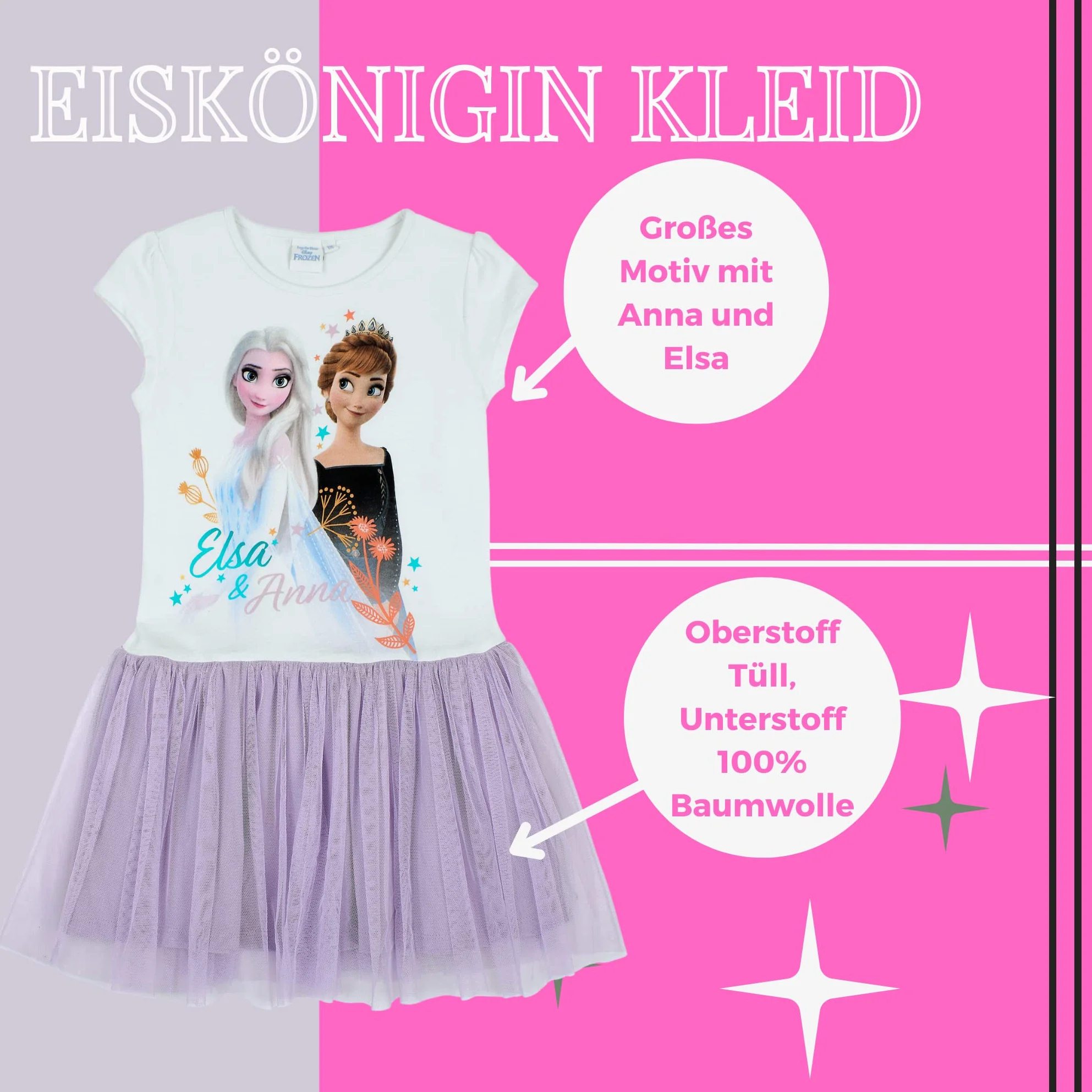 Disney Frozen 2 vestido Anna Elsa manga corta