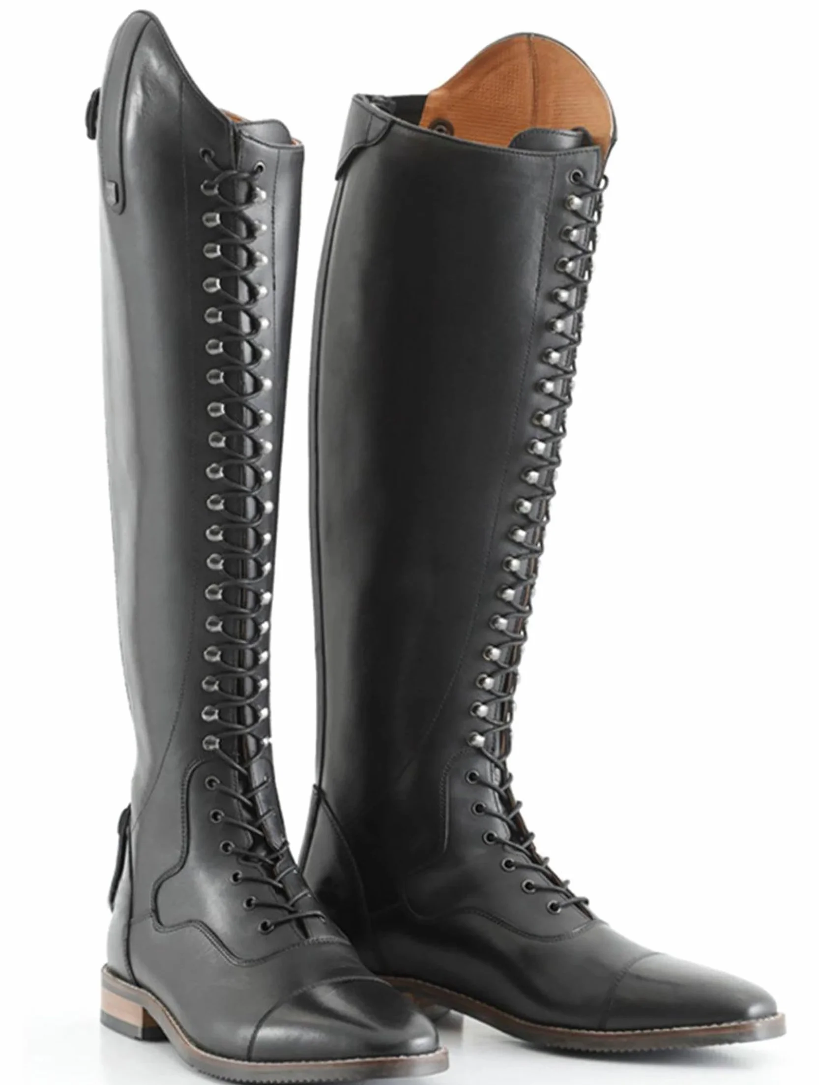 Botas ecuestres de Cuero PU Estilo Retro con Cordones para Hombre y Mujer