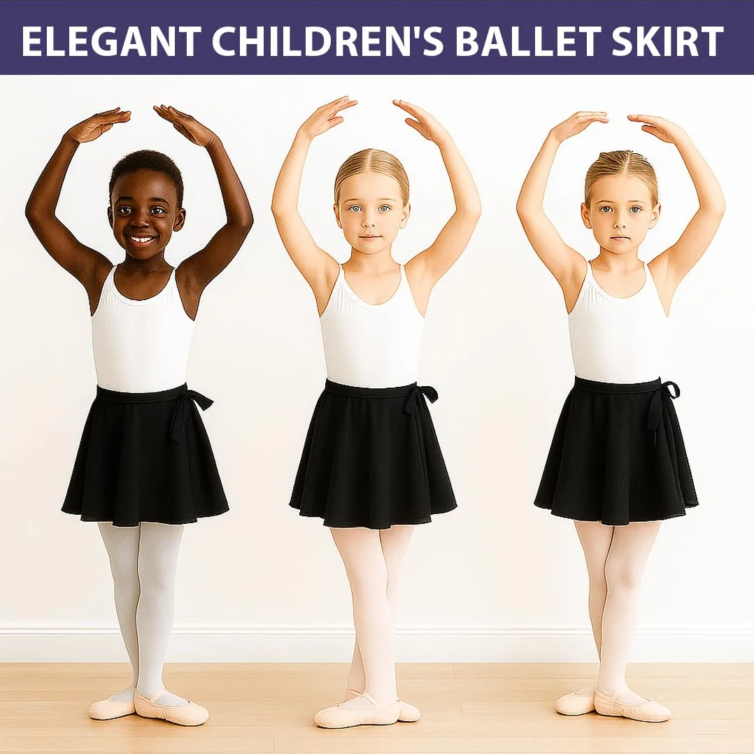 Falda de Ballet niña Chiffon, transpirable, suave, cintura ajustable, negro, gimnasia
