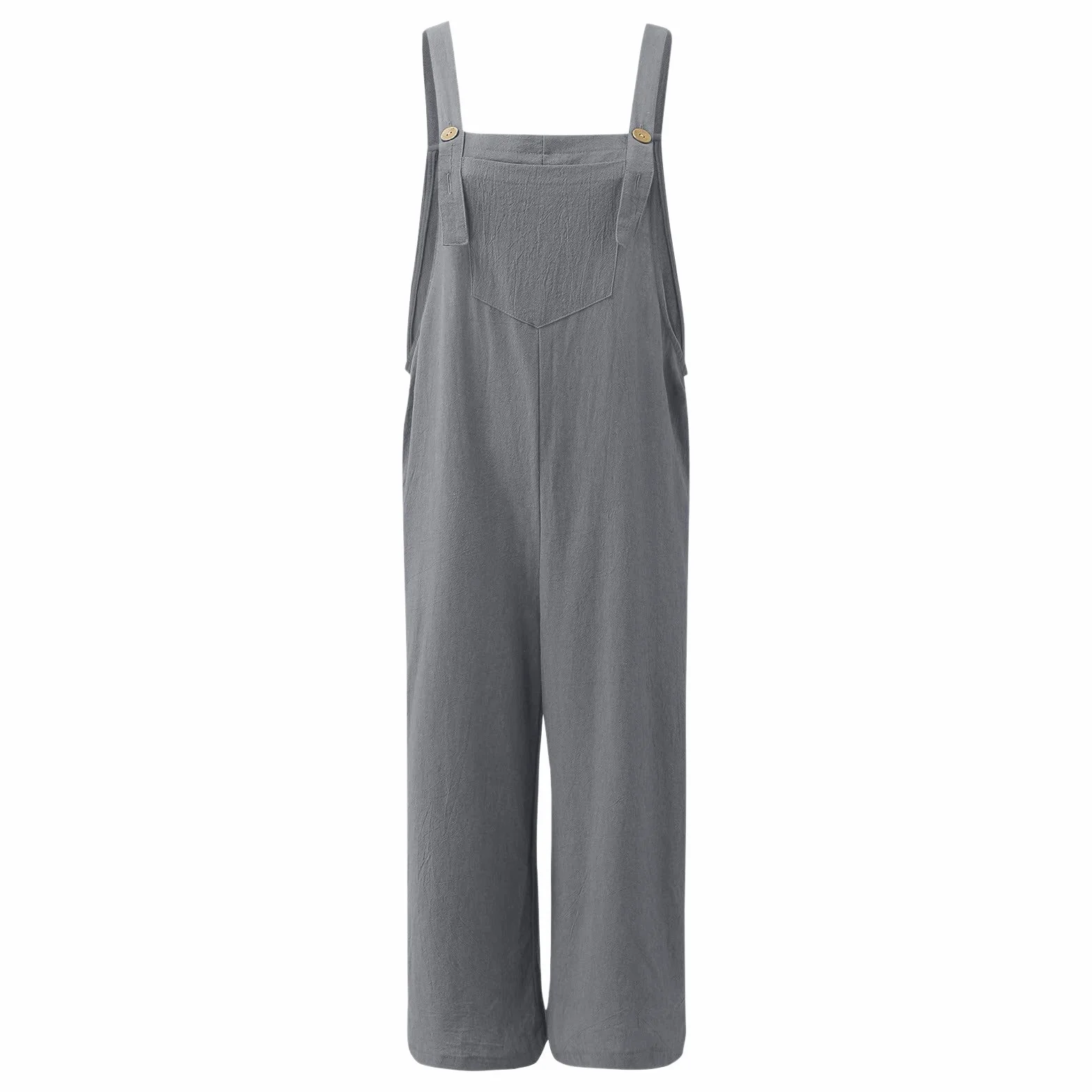 Mono de verano para mujer, ancho, holgado, peto de algodón con bolsillos, elástico