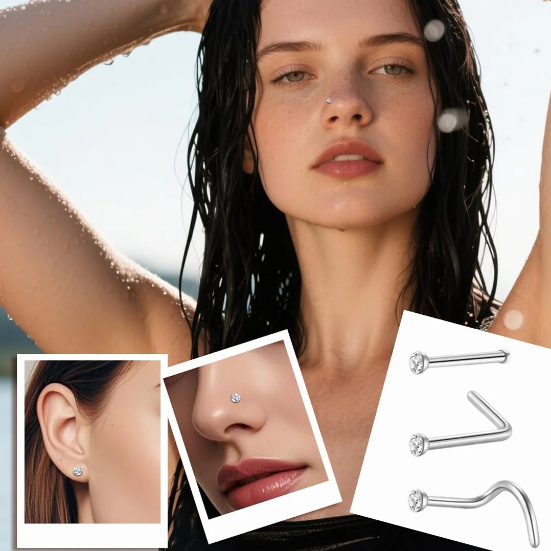 JEYORZY 12 Piezas Piercing Nariz Acero Quirurgico Anillo Joyería para Mujeres Hombres