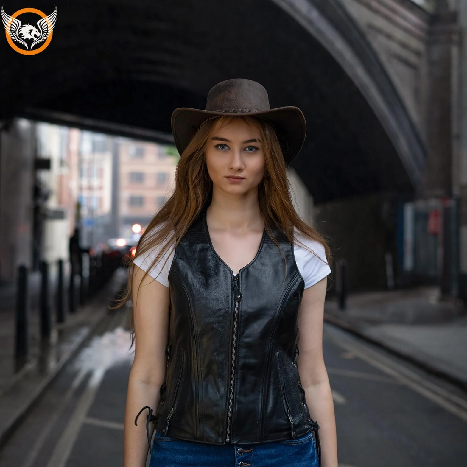 Leatherick Chaleco de cuero para mujer Chaqueta sin mangas de cuero de búfalo de grano superior genuino negro/Chaleco