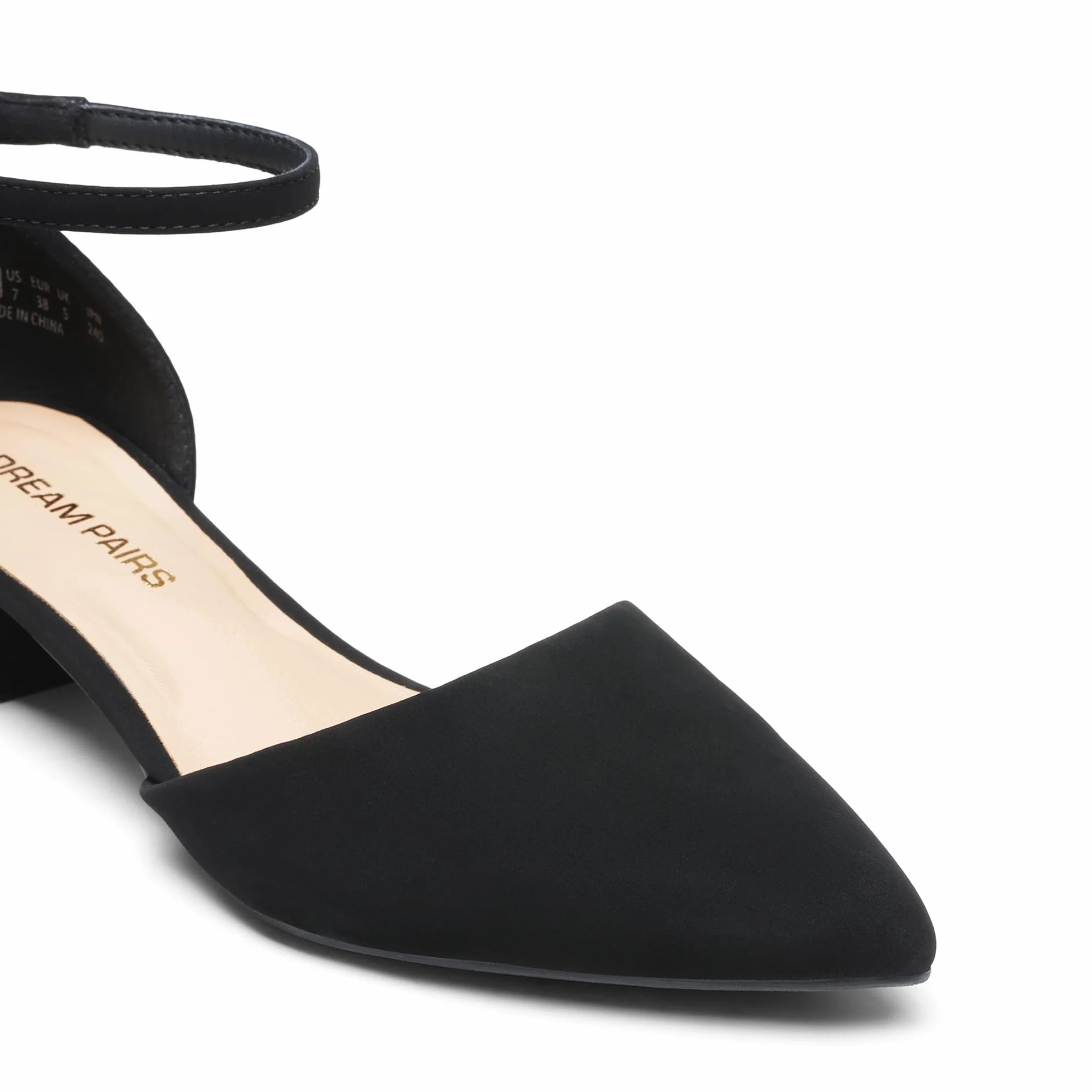 DREAM PAIRS Zapatos de Vestir para Mujer Tacones Bajos Bombas Punta Cerrada Comodidad D'Orsay Planos con Correa al Tobillo