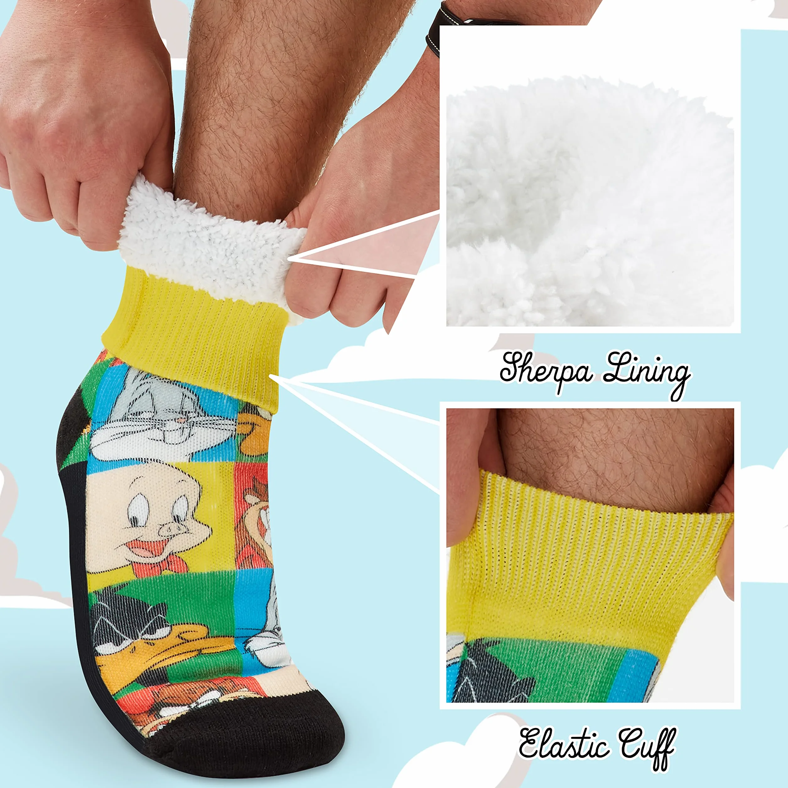 Calcetines Antideslizantes LOONEY TUNES Hombre Adolescente EU 38-44 Zapatillas Casa Invierno