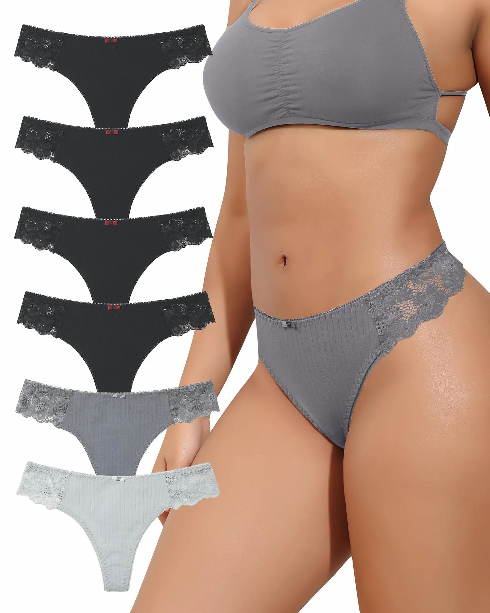 LEVAO Tangas de hilo G para mujer, bragas de algodón sexy, con espalda en T, ropa interior cómoda, paquete múltiple S-XL