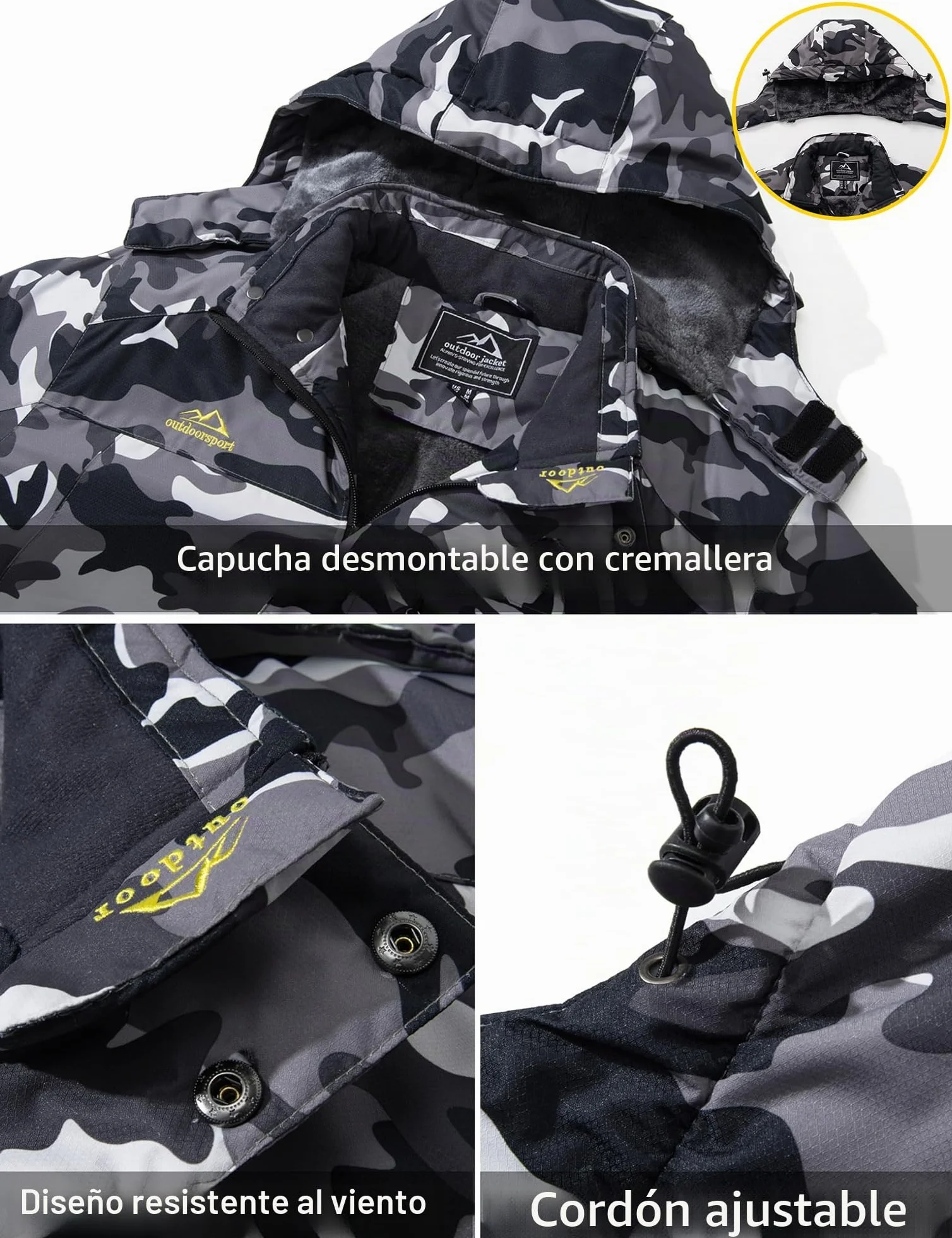 MAGCOMSEN Chaqueta de esquí impermeable para hombre a prueba de viento Mountain Parka con capucha