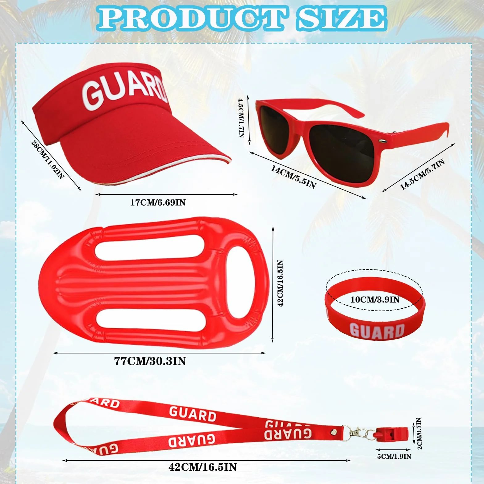 Traje de guardia de vida para mujer y hombre, disfraz de salvavidas, 5 piezas, rojo, gorro ajustable