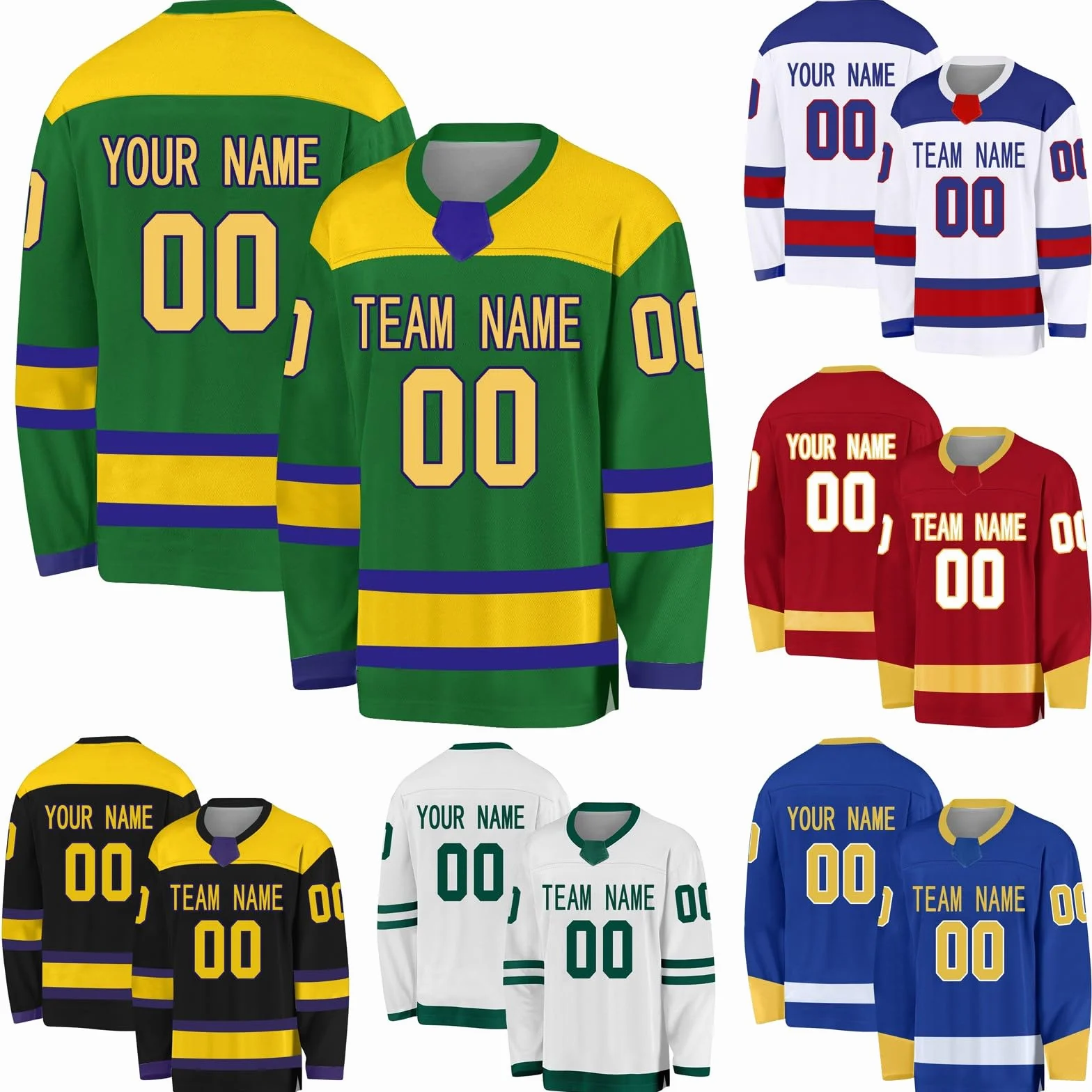 Camiseta de hockey sobre hielo personalizada manga larga uniforme nombre número hombres mujeres niños jóvenes