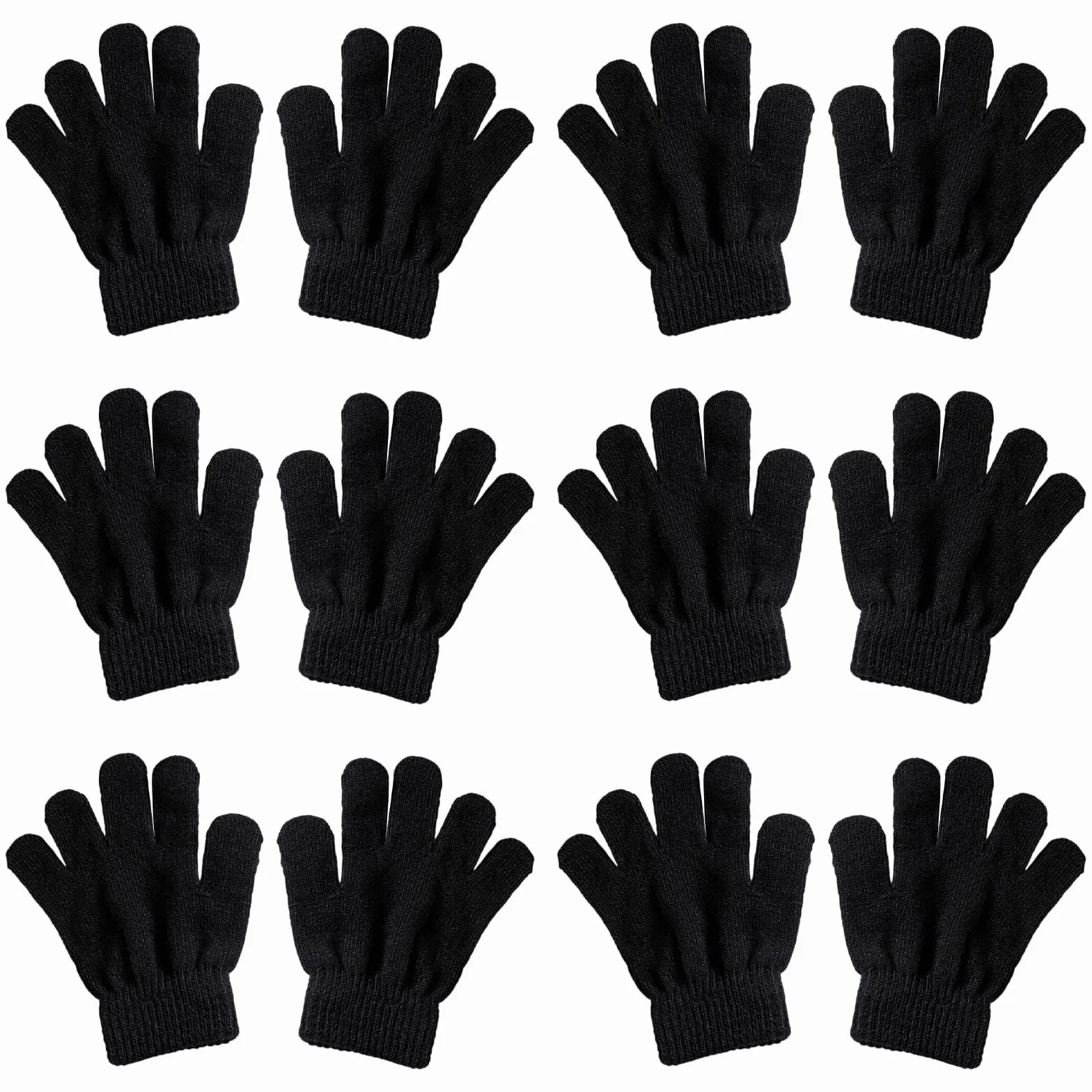 Guantes Elásticos Mágicos para Niños, Manoplas de Dedo Completo, Guantes de Punto Unisex, Cálidos de Invierno, Negro