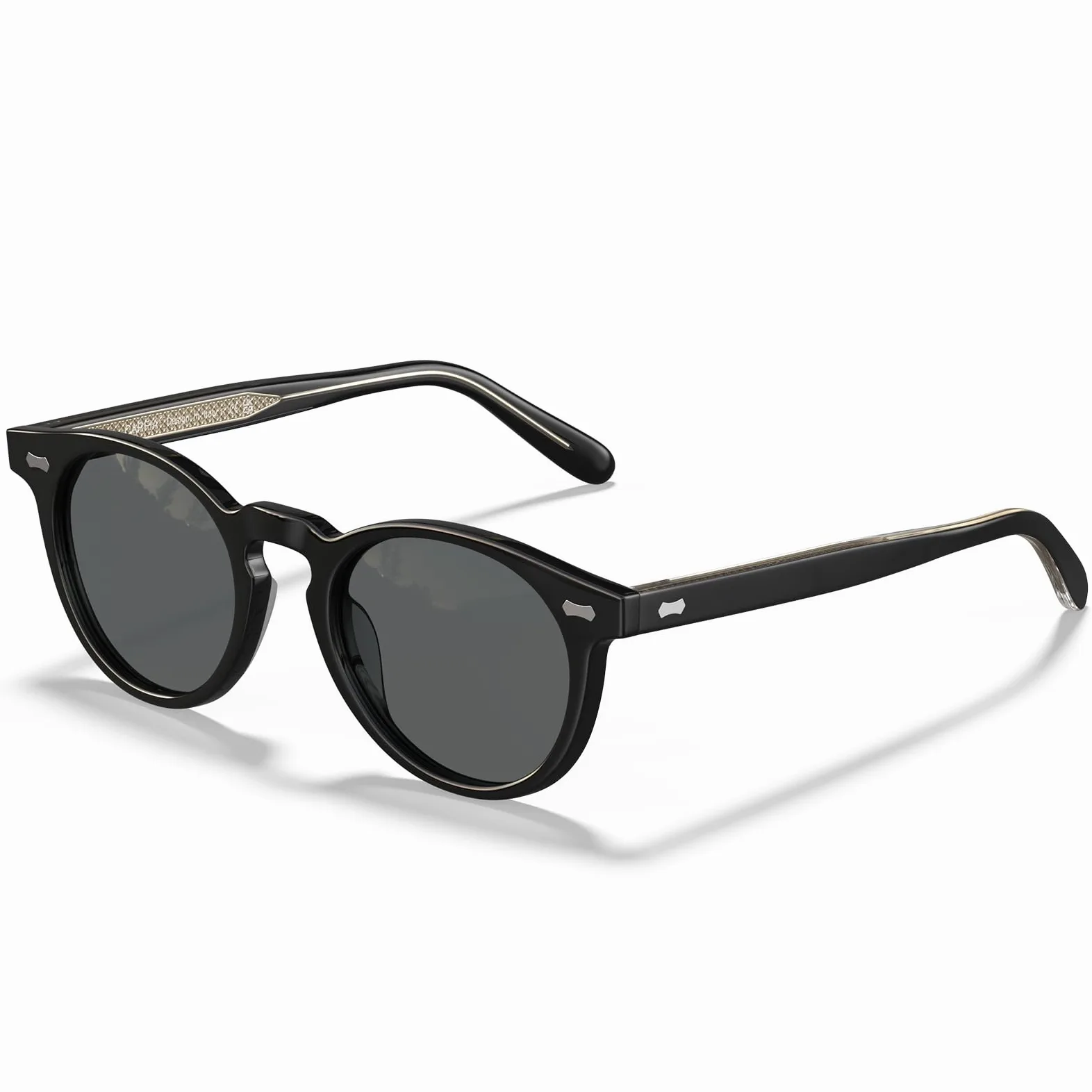 CARFIA Gafas de sol polarizadas para hombre, diseño redondo vintage de acetato, protección UV400 para conducir y viajar CA5506