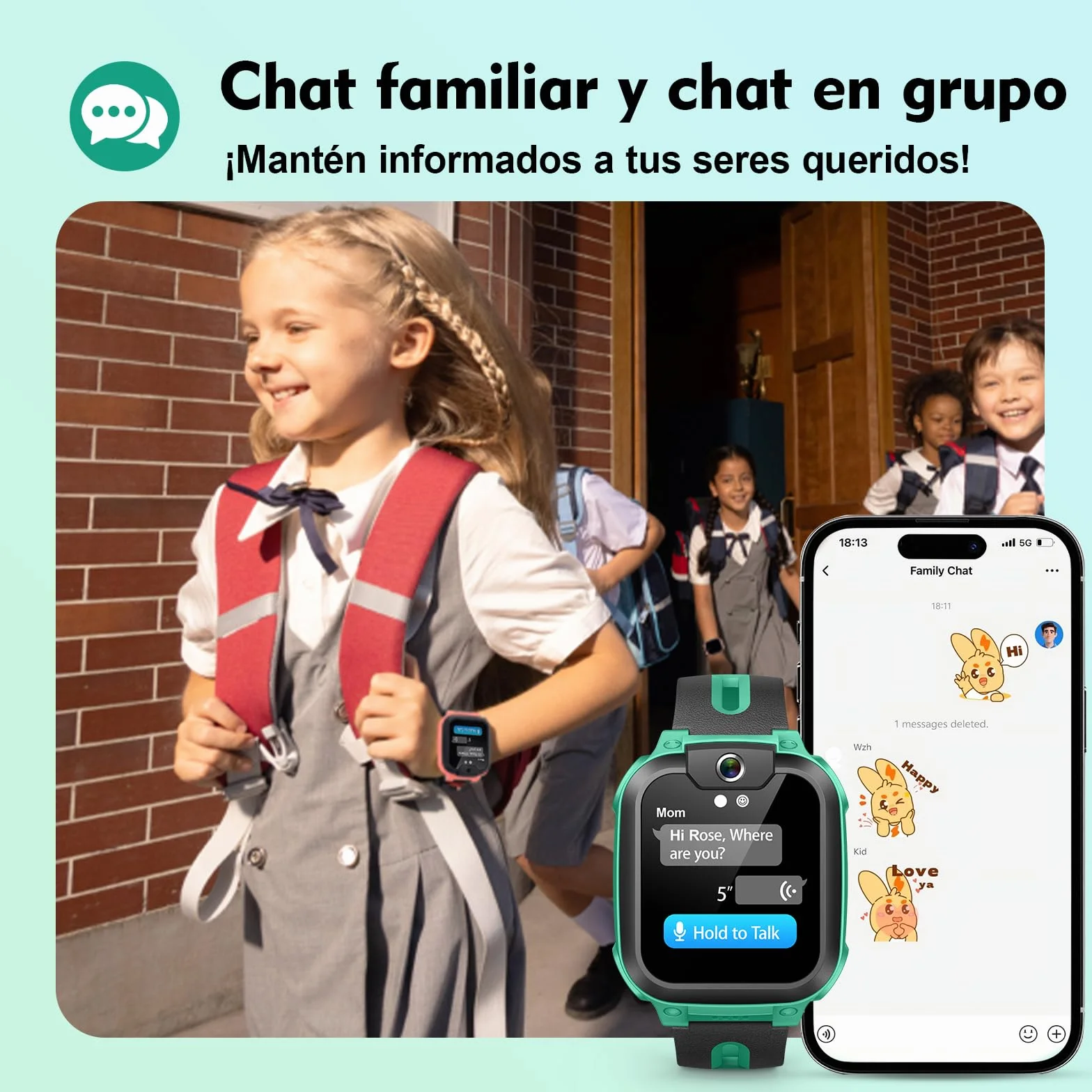 imoo Z1 Smartwatch Infantil 4G con Llamadas y Videollamadas, GPS, Modo Clase, IPX8 Resistente al Agua Verde