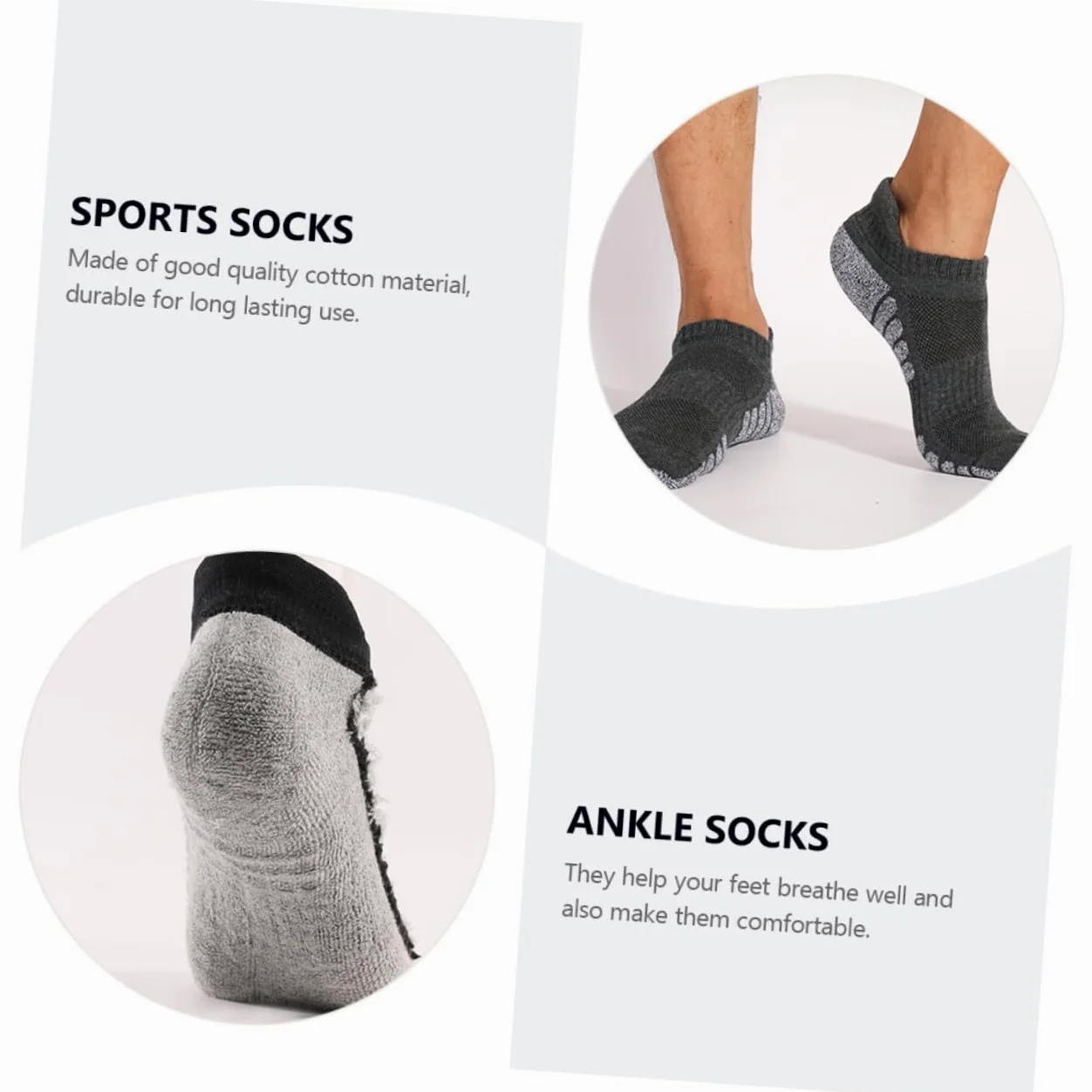 Gatuida 6pares Calcetines Antideslizantes Para Correr Gruesos De Algodón Calcetines Tobilleros Transpirables Para Deportes y Entrenamiento