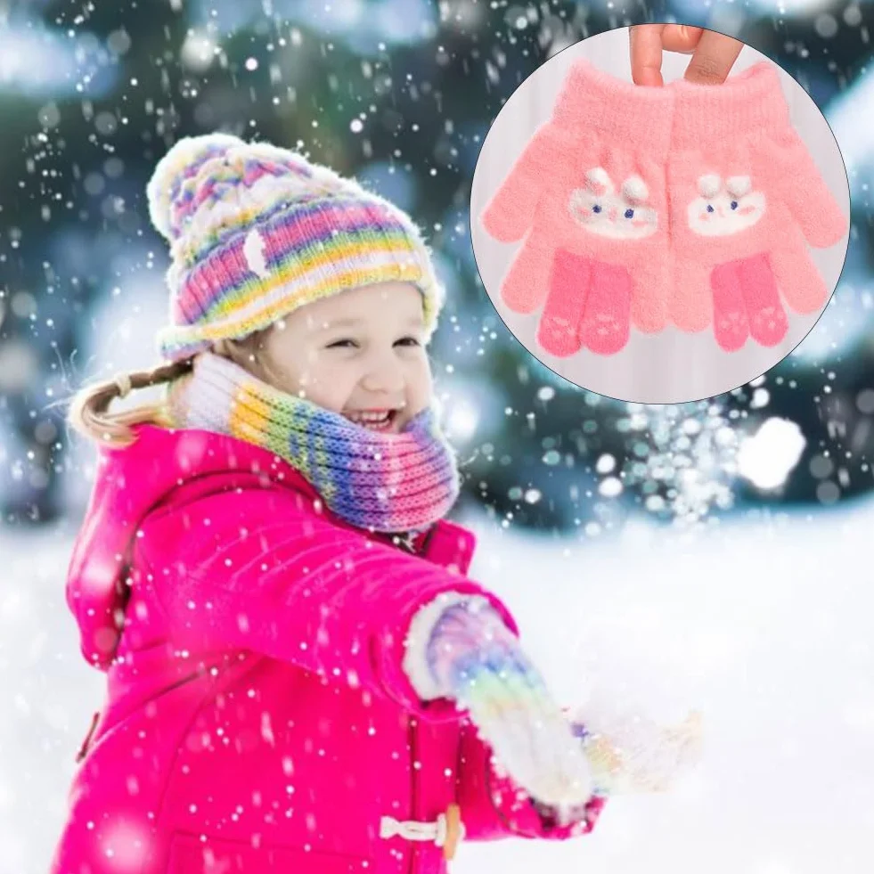 Guantes Térmicos Invierno para Niña 2-6 Años Elástico Punto