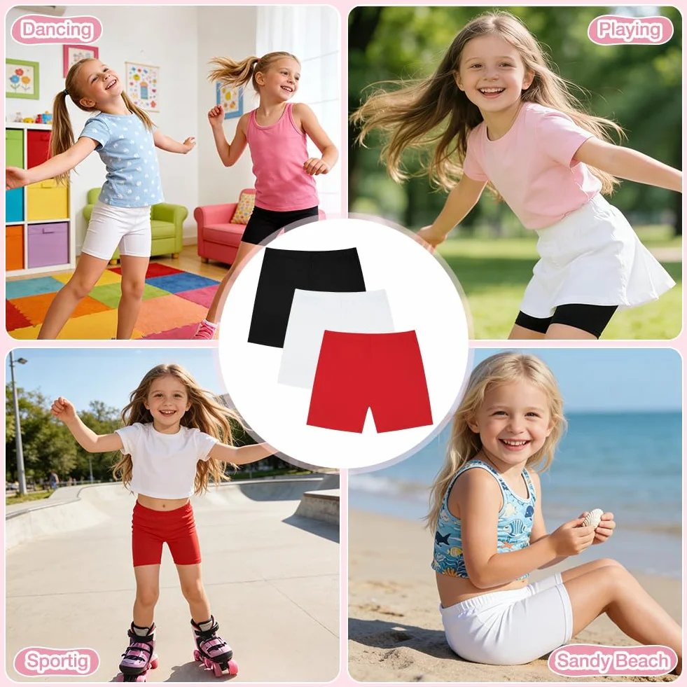 Cortos de Ciclismo para Niña 3 PCS Leggings Mallas Deportivas Transpirables Negro