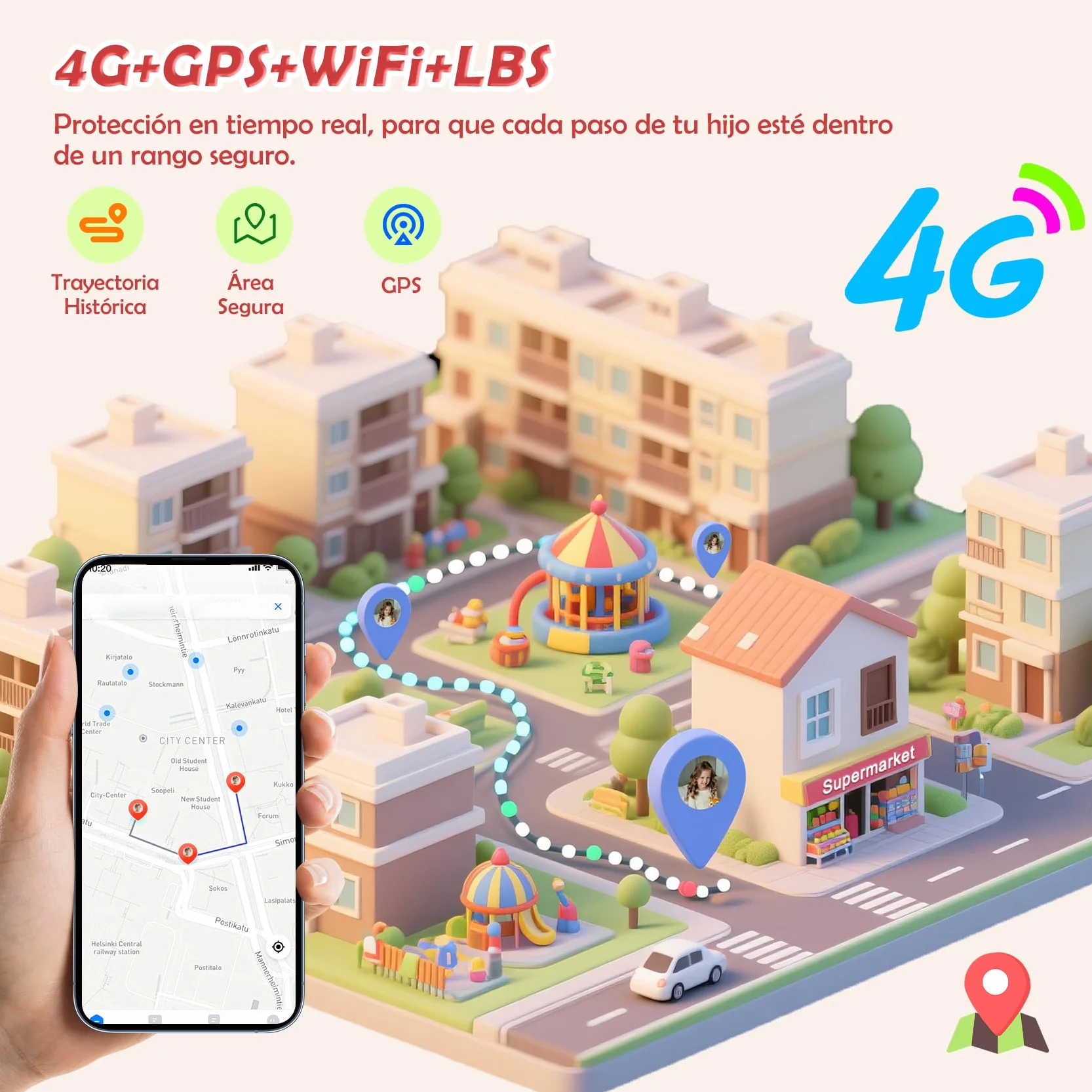 Smartwatch 4G Niñas 1.75" con Videollamadas GPS 800 mAh