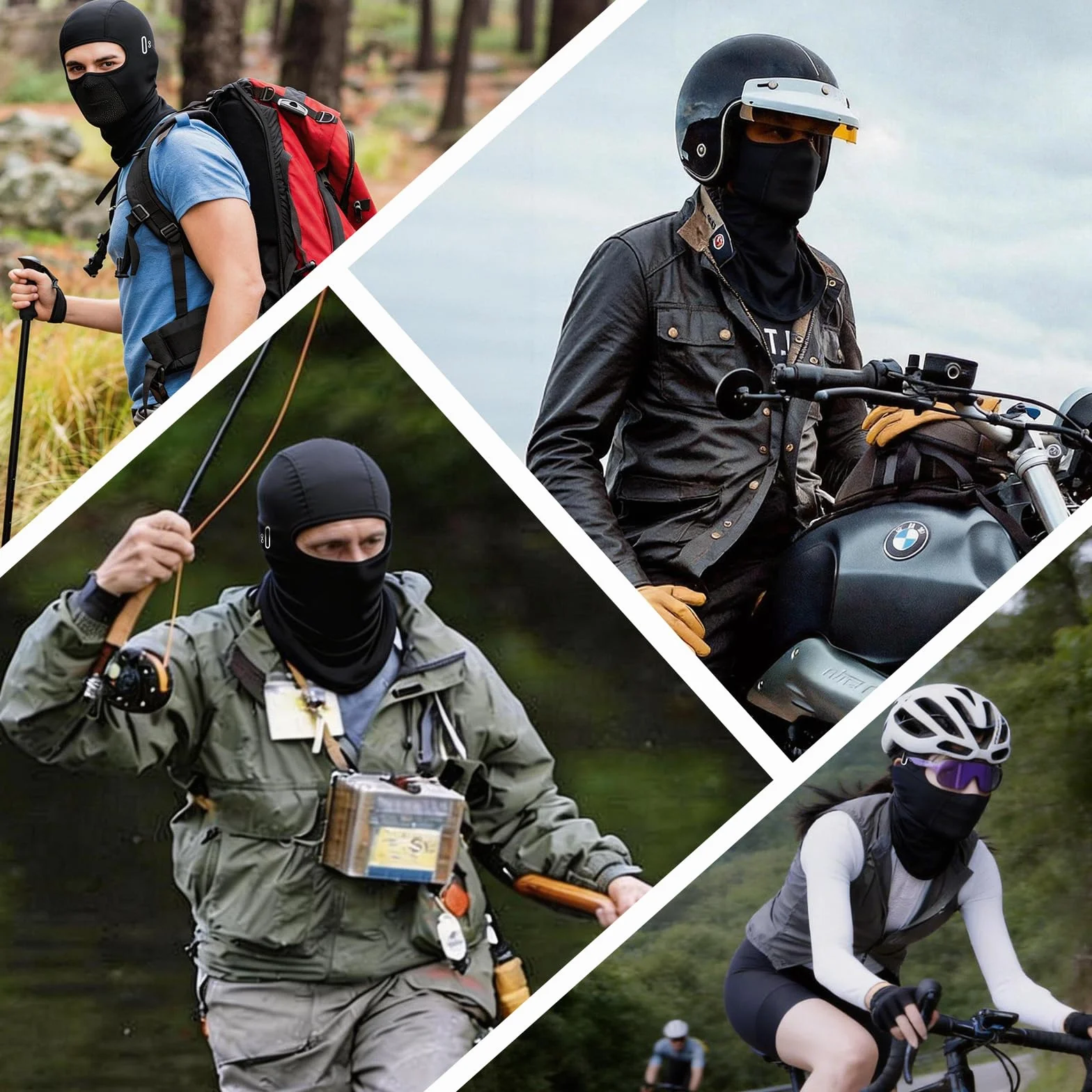 Pasamontañas transpirable para moto verano con agujeros gafas UV ciclismo bicicleta correr