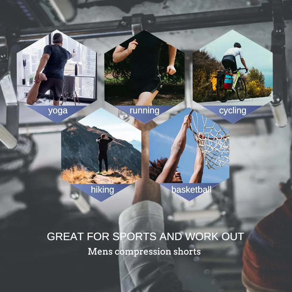 LANBAOSI 3 Piezas Pantalones Cortos de Compresión Hombre Running Gimnasio Transpirable Secado Rápido